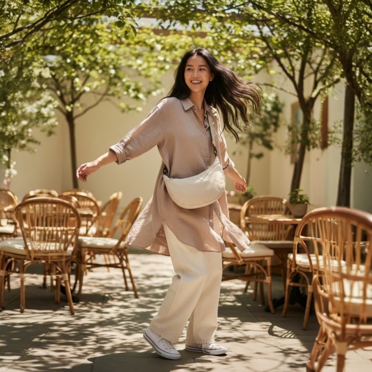 Aunts & Uncles Yoshii Halfmoon Bag linen